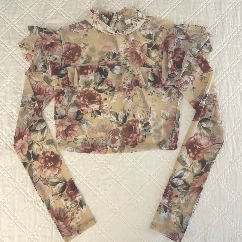 Forever21 Ruffled Floral Crop Top